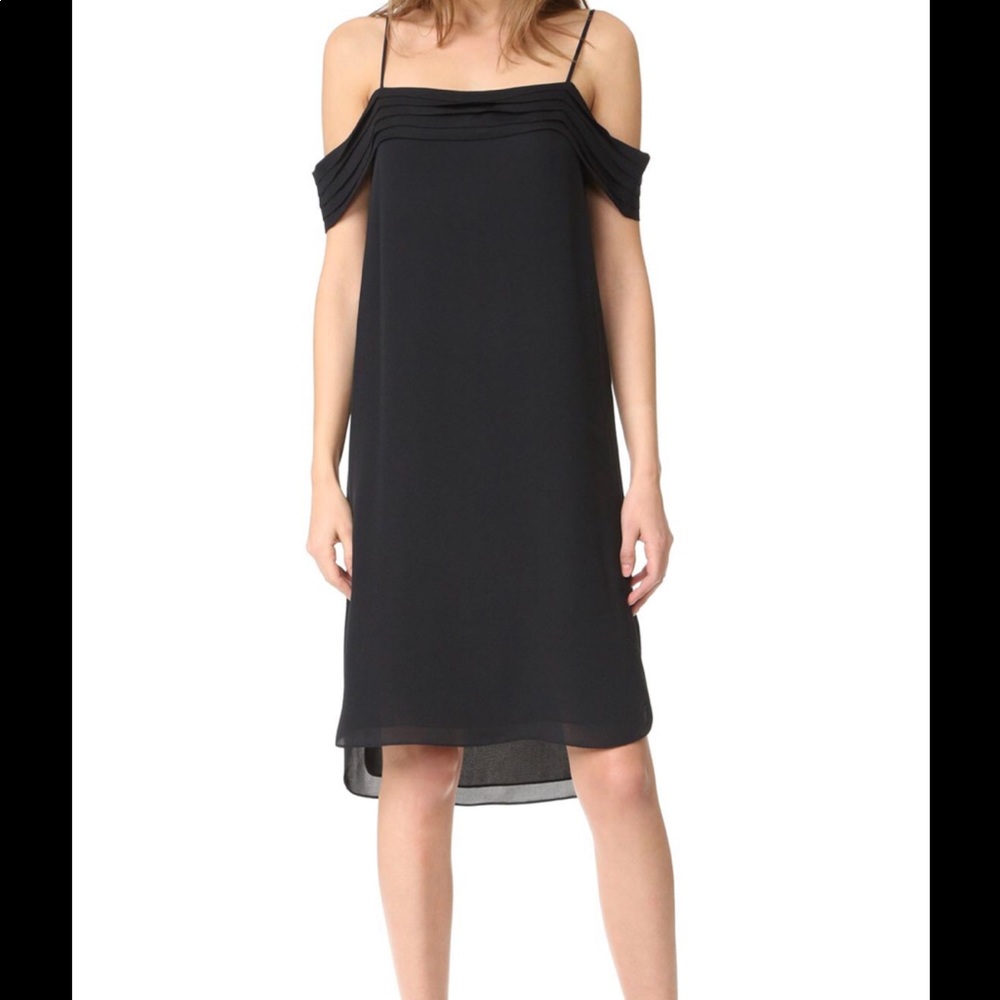 Pleated Off-the-shoulder silk dress